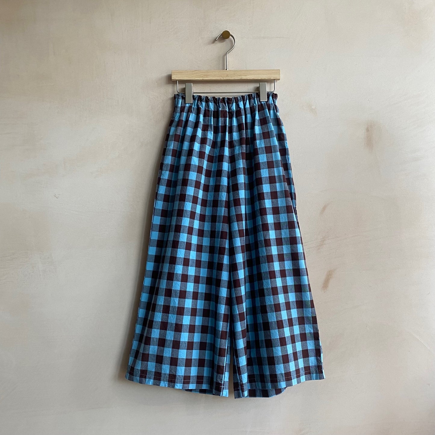 Marie cotton trousers Gigham Check -BluexBrown-
