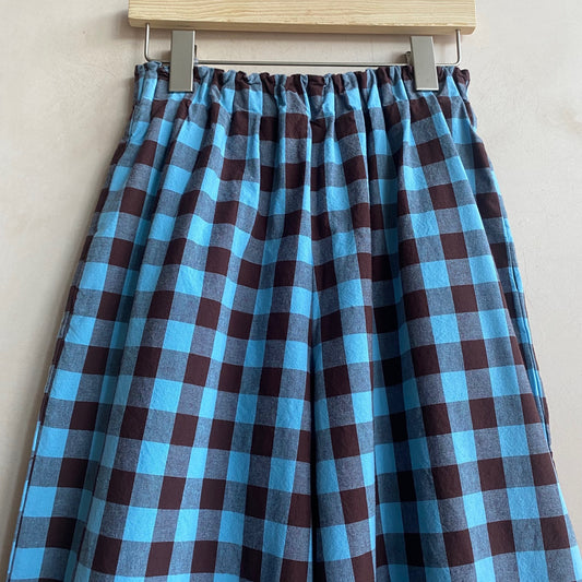 Marie cotton trousers Gigham Check -BluexBrown-