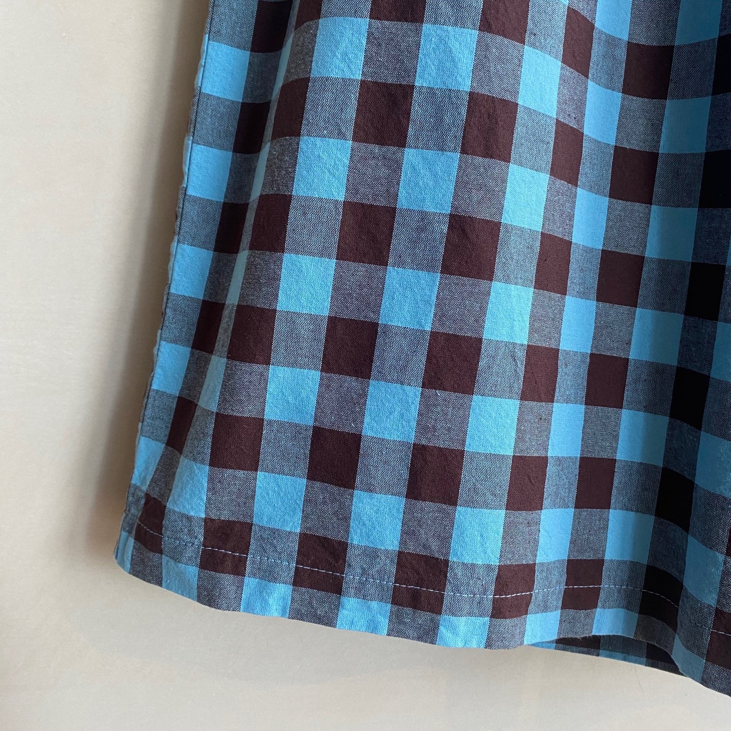 Marie cotton trousers Gigham Check -BluexBrown-