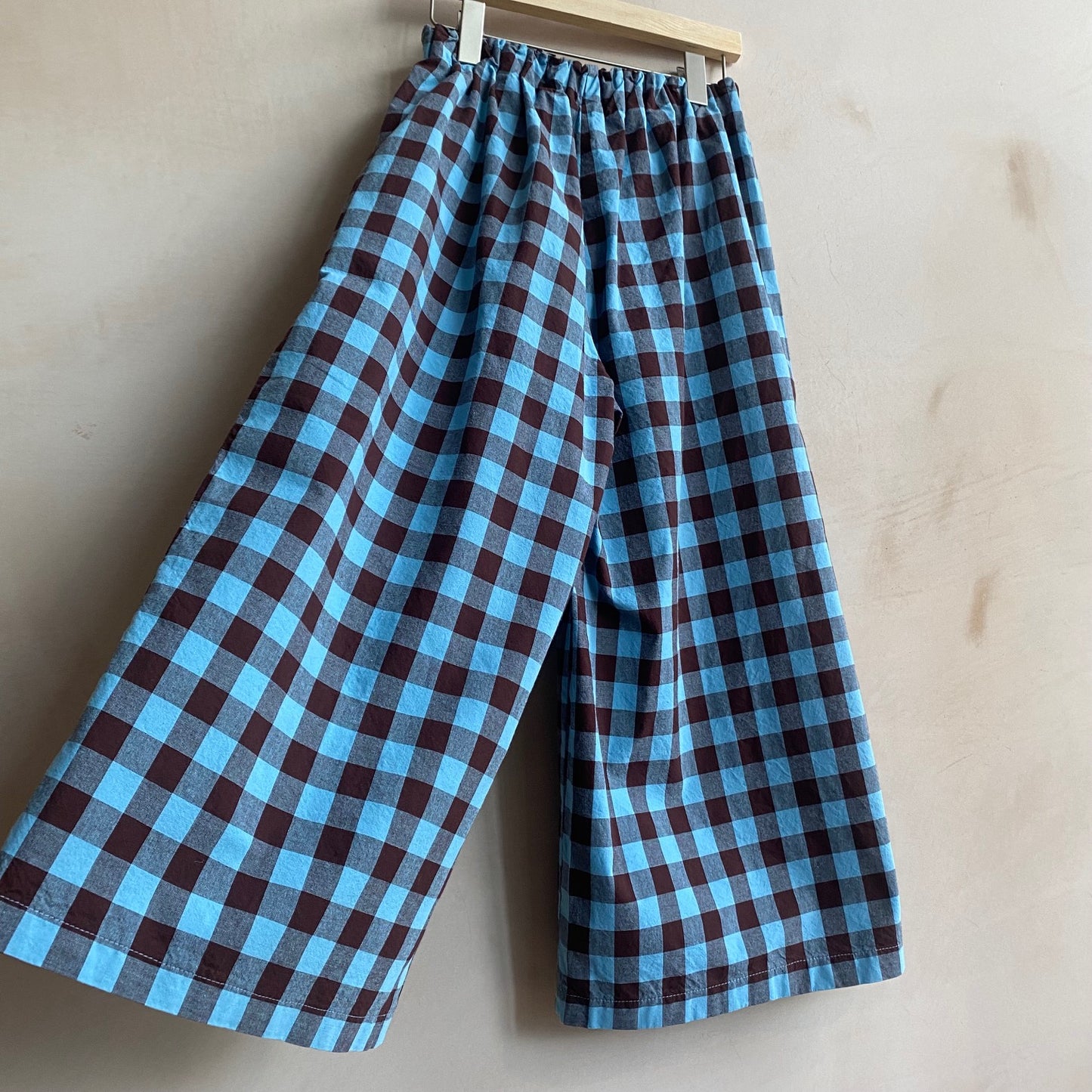 Marie cotton trousers Gigham Check -BluexBrown-