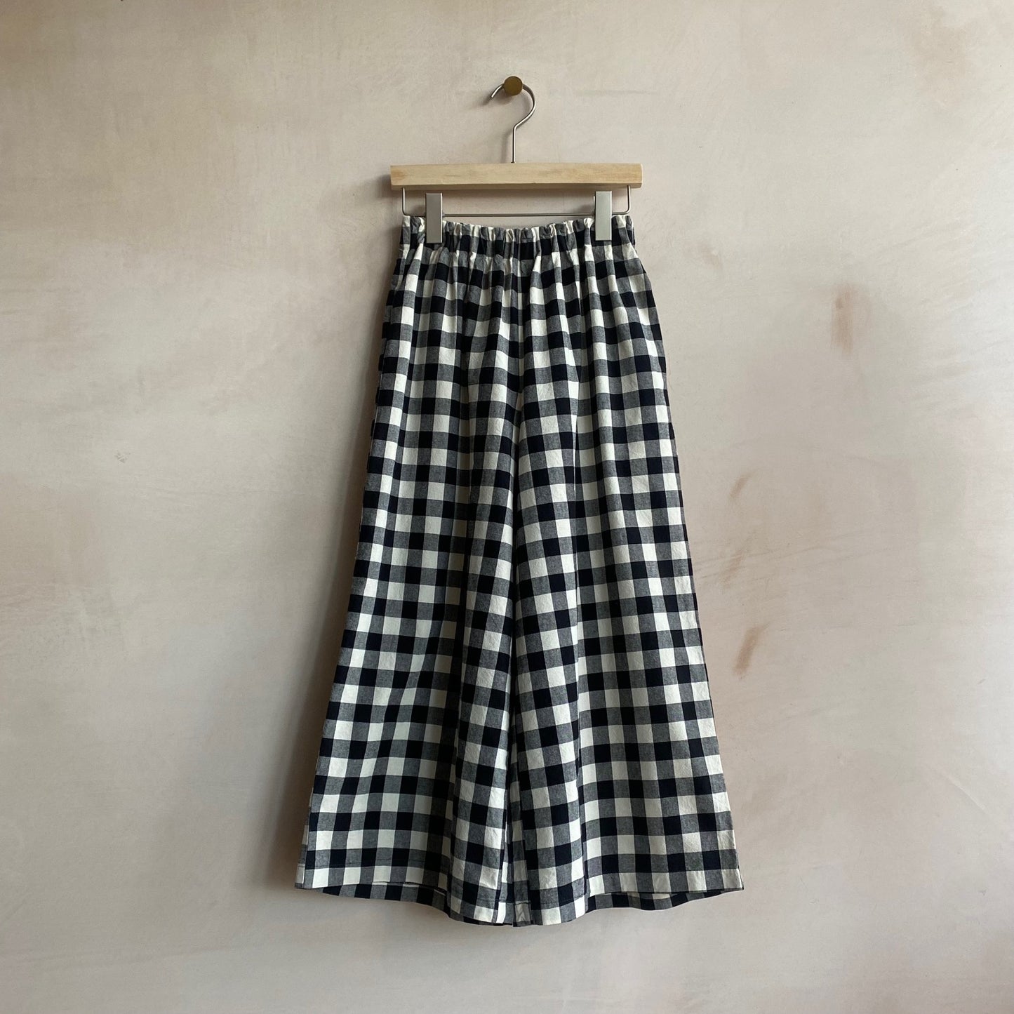 Marie cotton trousers Gingham Check -BlackxWhite-