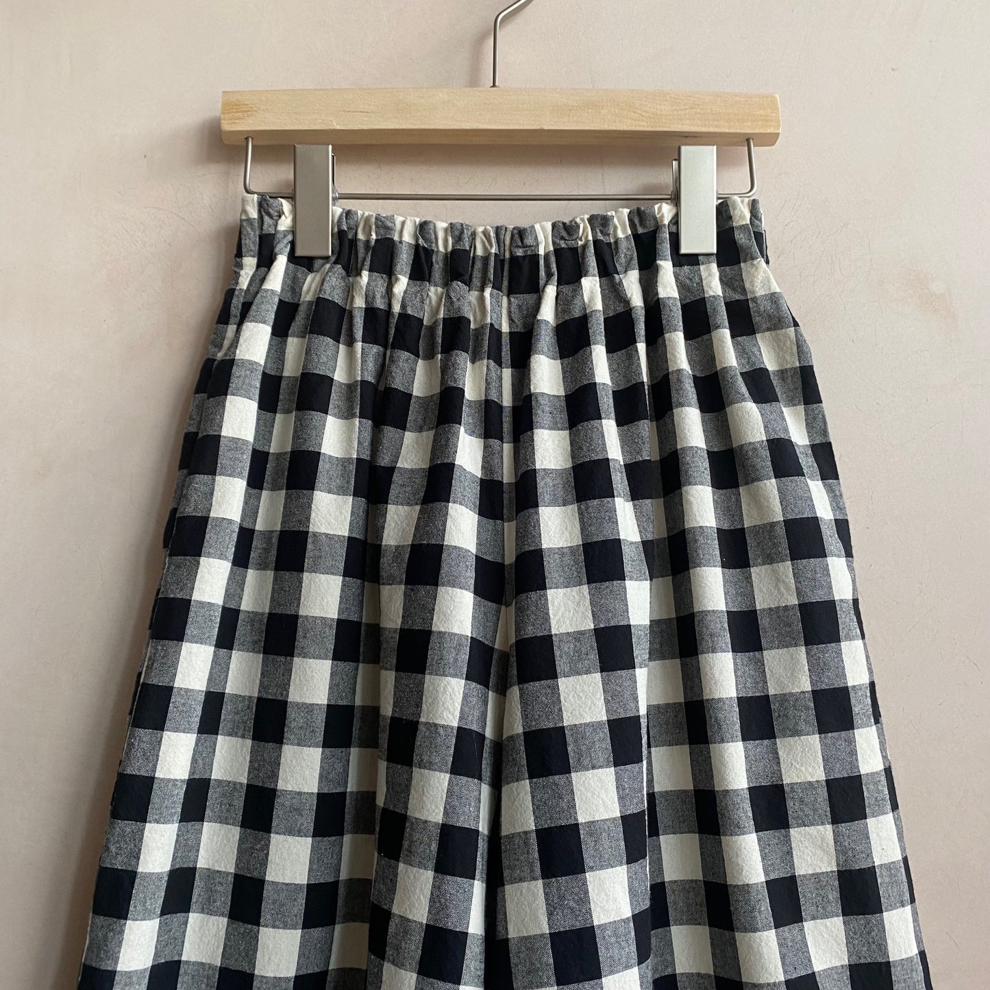Marie cotton trousers Gingham Check -BlackxWhite-