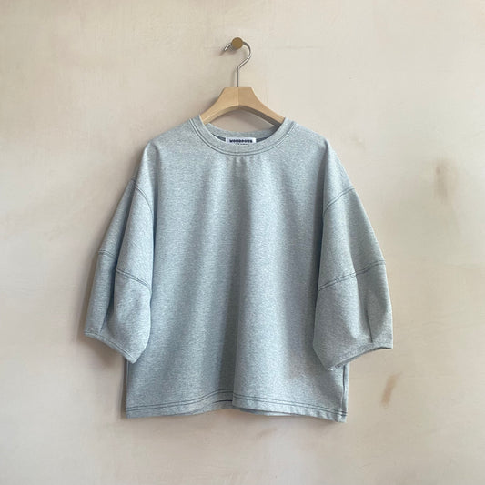 Stitch Balloon Sleeve Top -Grey-