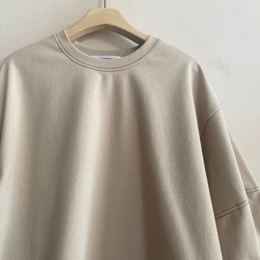 Stitch Balloon Sleeve Top -Beige-