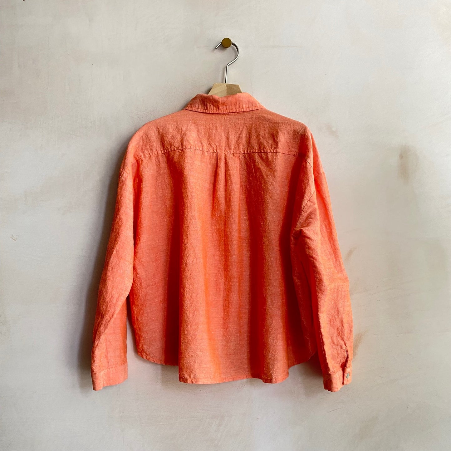 Cotton linen colour Shirt Jacket -Orange-