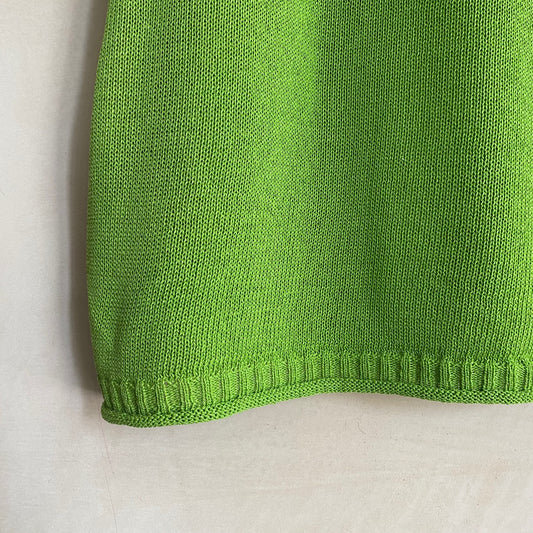 High neck knit TT top -Green-