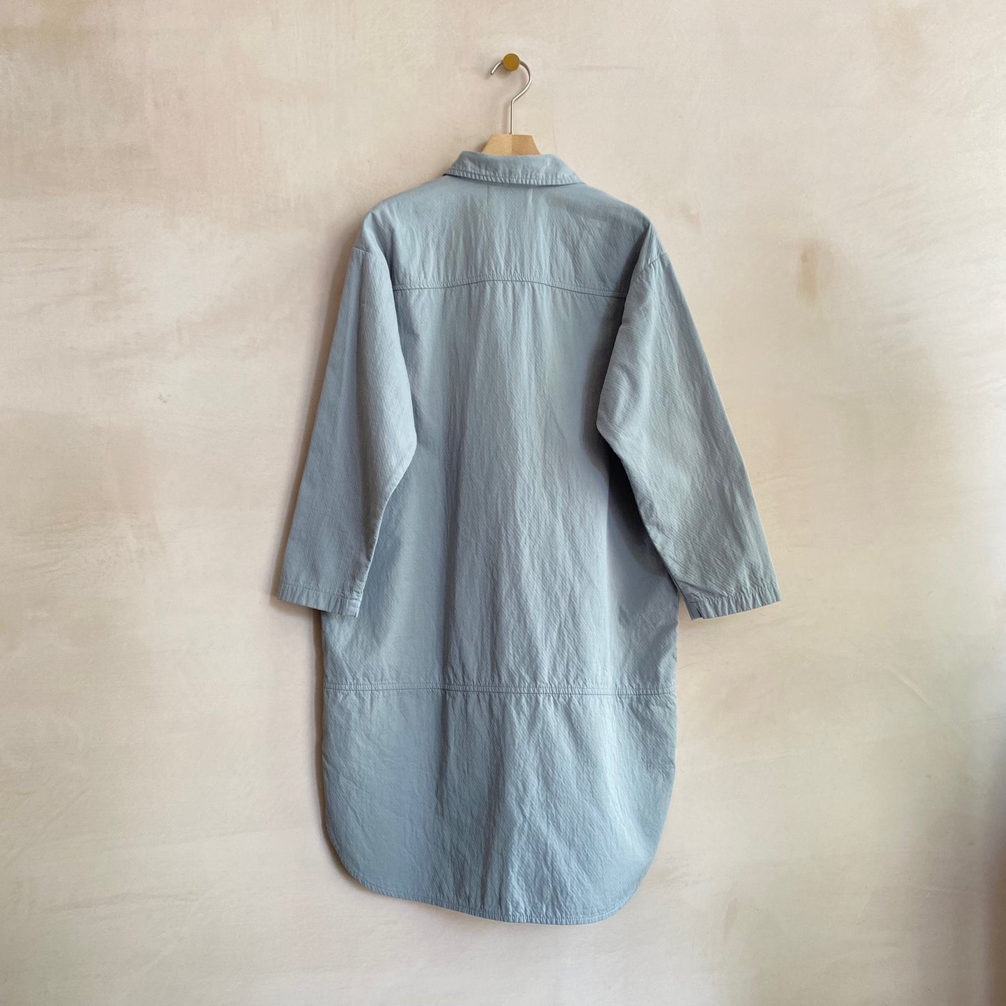 Textured cotton Long coat -Sora blue-