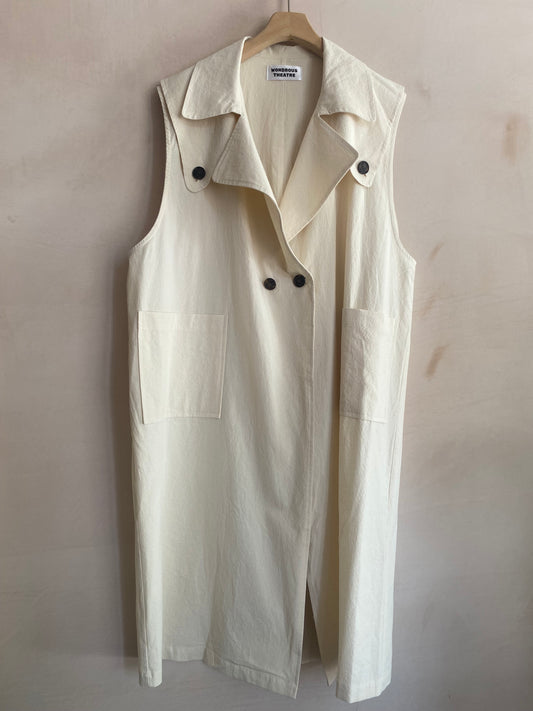 Cotton TT Long Vest -ivory-