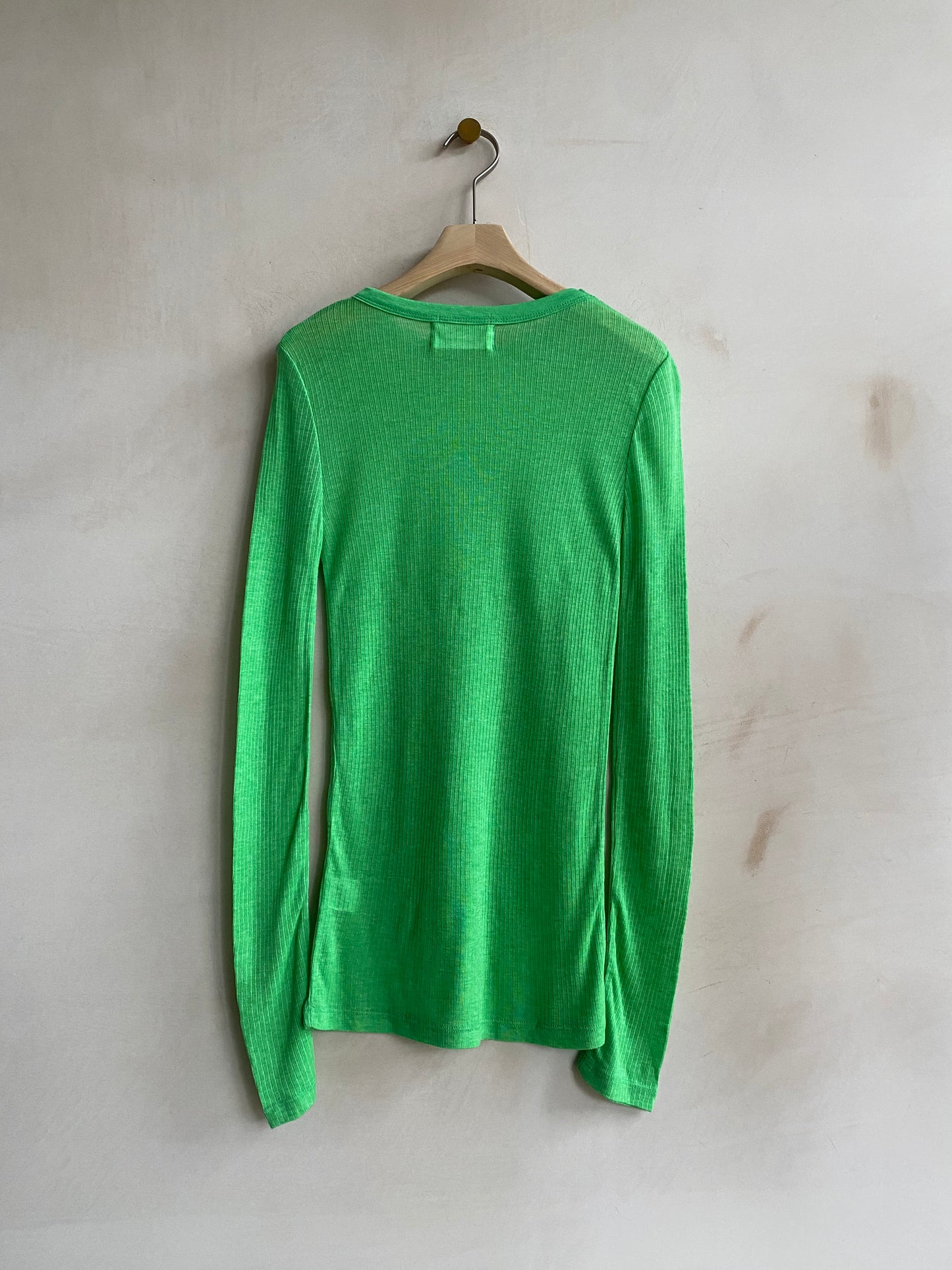 Rib seethrough L/S top -Green-