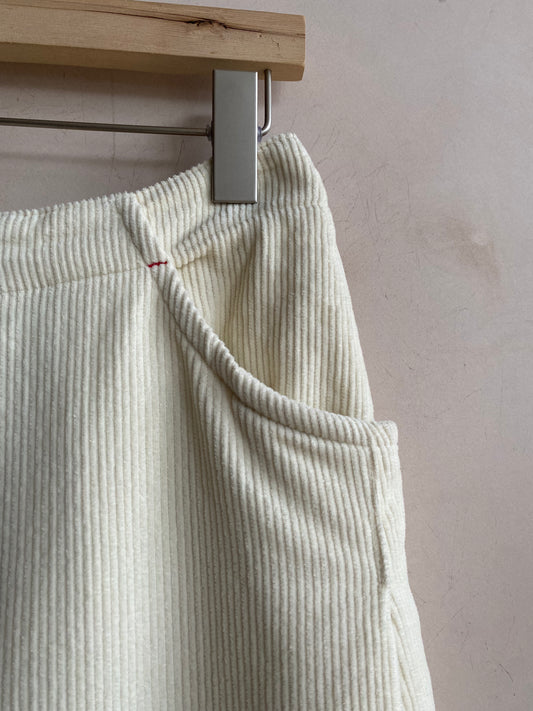 Corduroy very wide trousers -IVORY-