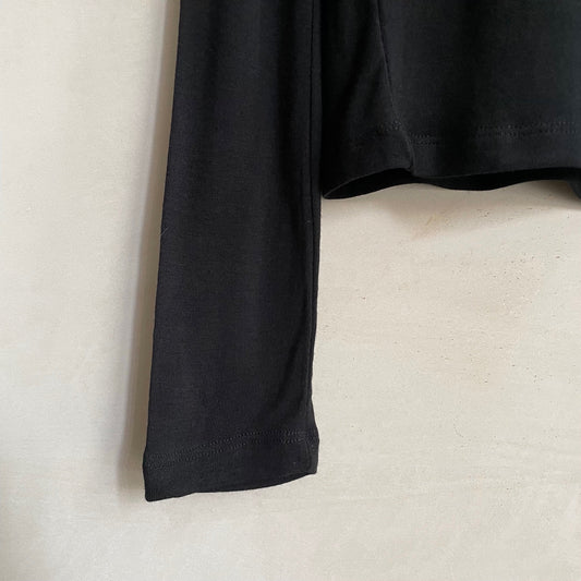 Bamboo Rayon round neck L/S Top -Black-