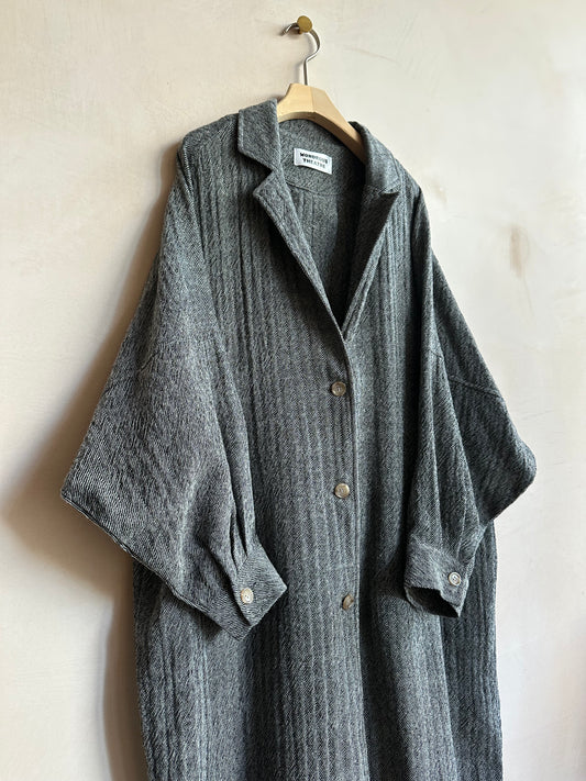 Balloon Sleeve light weight wool long Coat -Ivory-