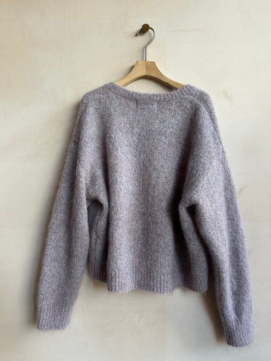 V neck Wool&Mohair Knit -Purple-