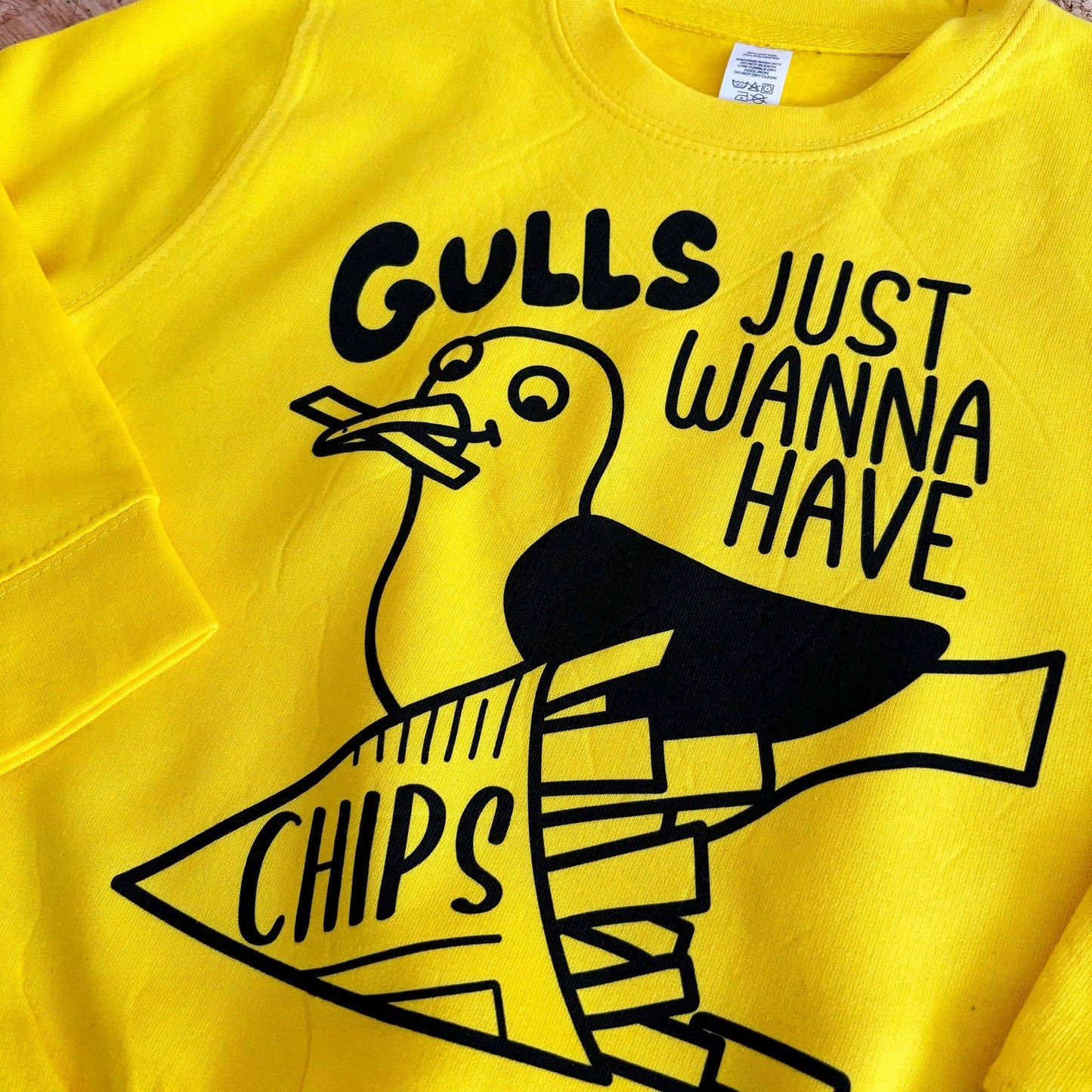 Gulls Just Wanna Have CHIPS Kids Sweatshirt: Age 12-13