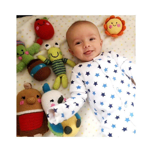 Crochet Baby Toy Friendly rocket ice loll rattle-red