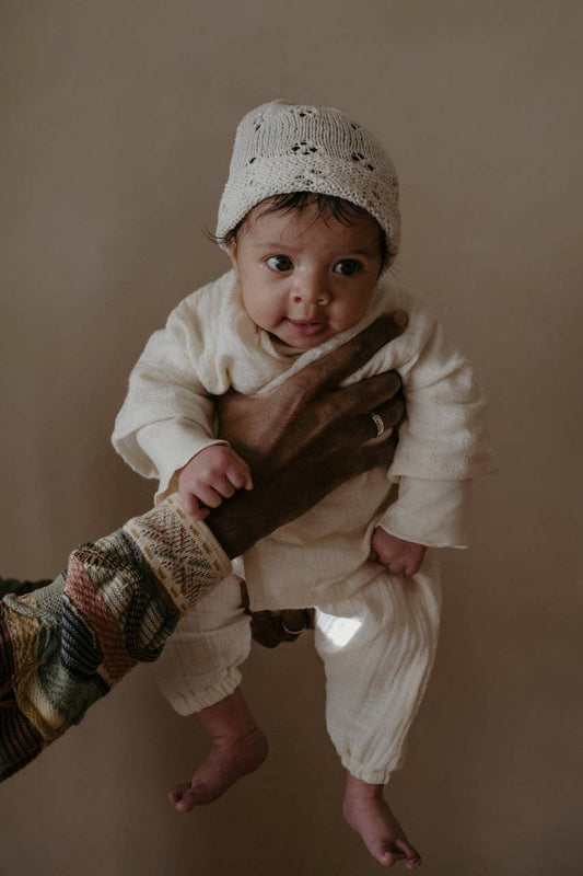 Organic cotton muslin baby pyjamas: 6-12