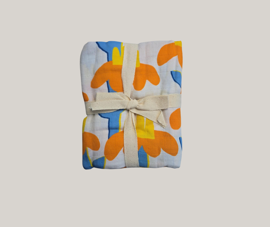 Large Organic Cotton Muslin Swaddle Blanket - Sunflowers