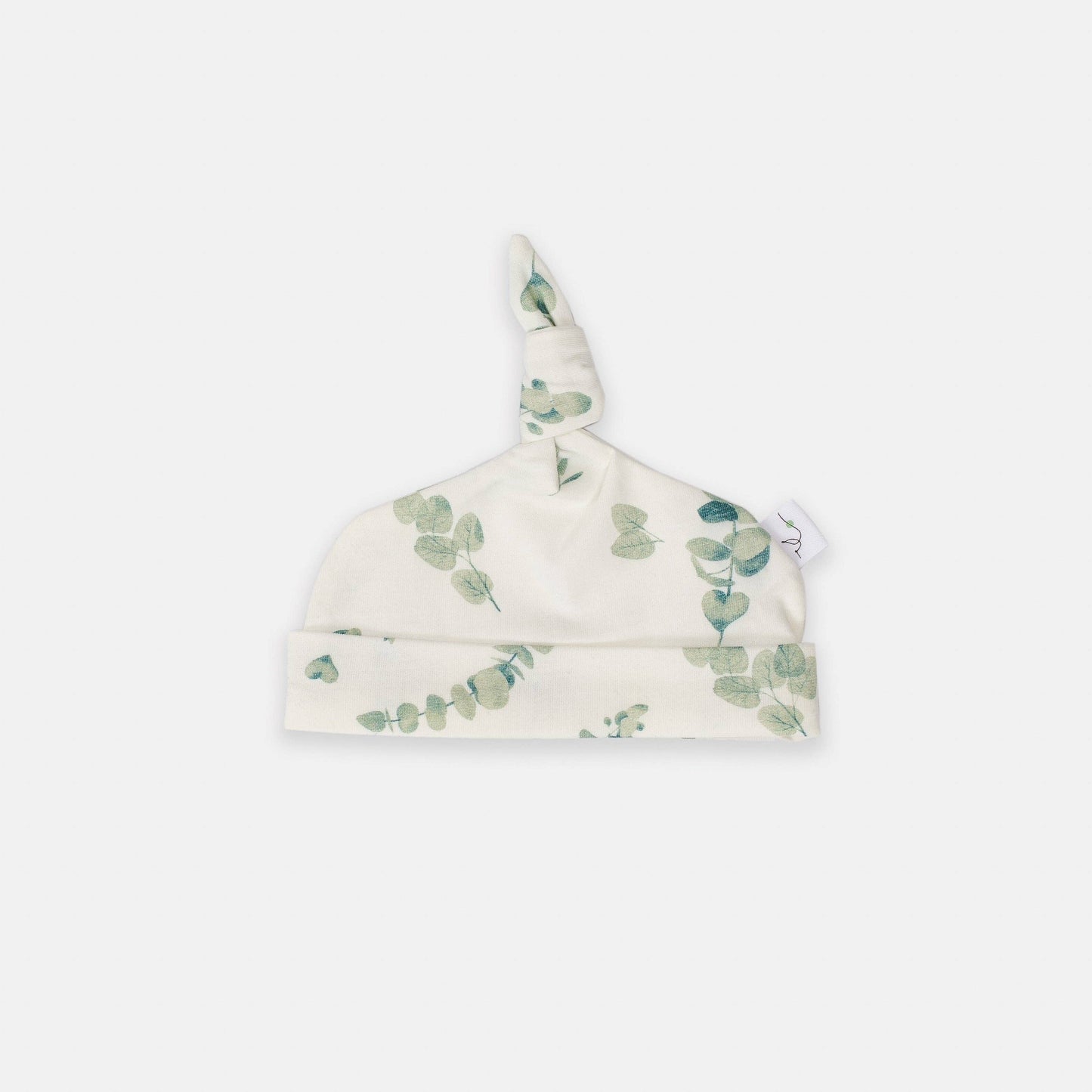 Eucalyptus Top-Knot Beanie: 0-3M