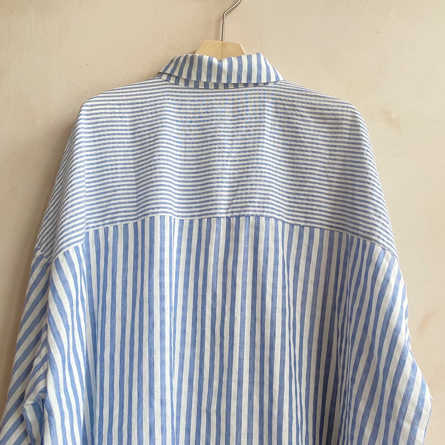 Mix stripe cotton shirts -Blue-