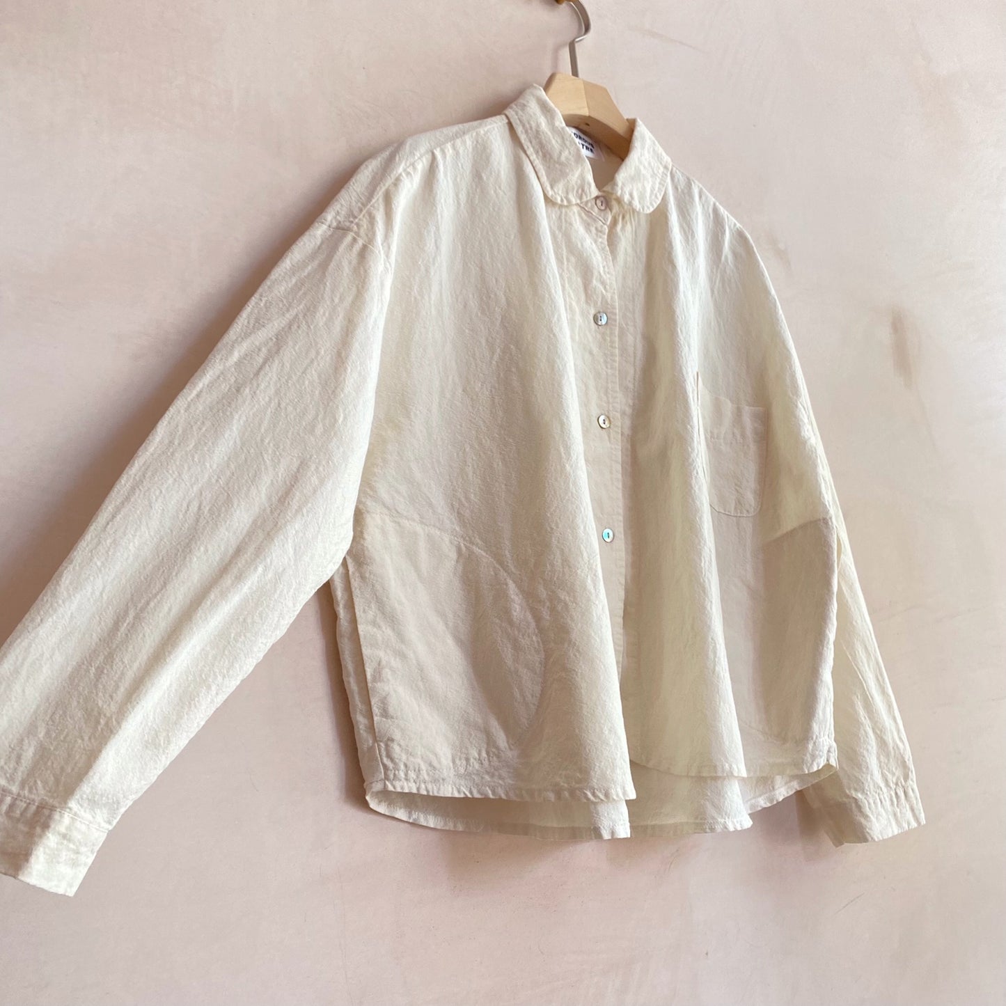 Cotton linen colour Shirt Jacket -Ivory-