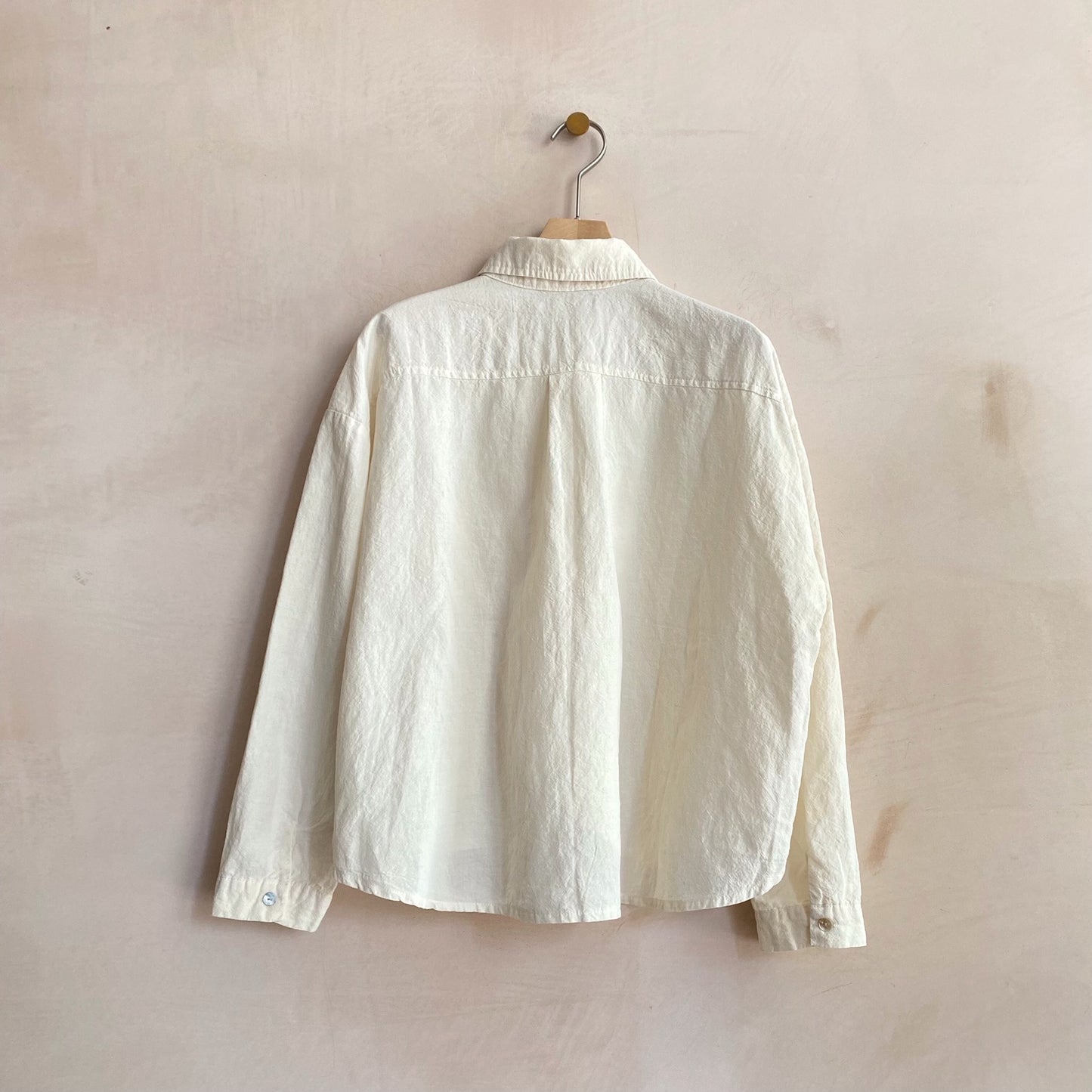 Cotton linen colour Shirt Jacket -Ivory-