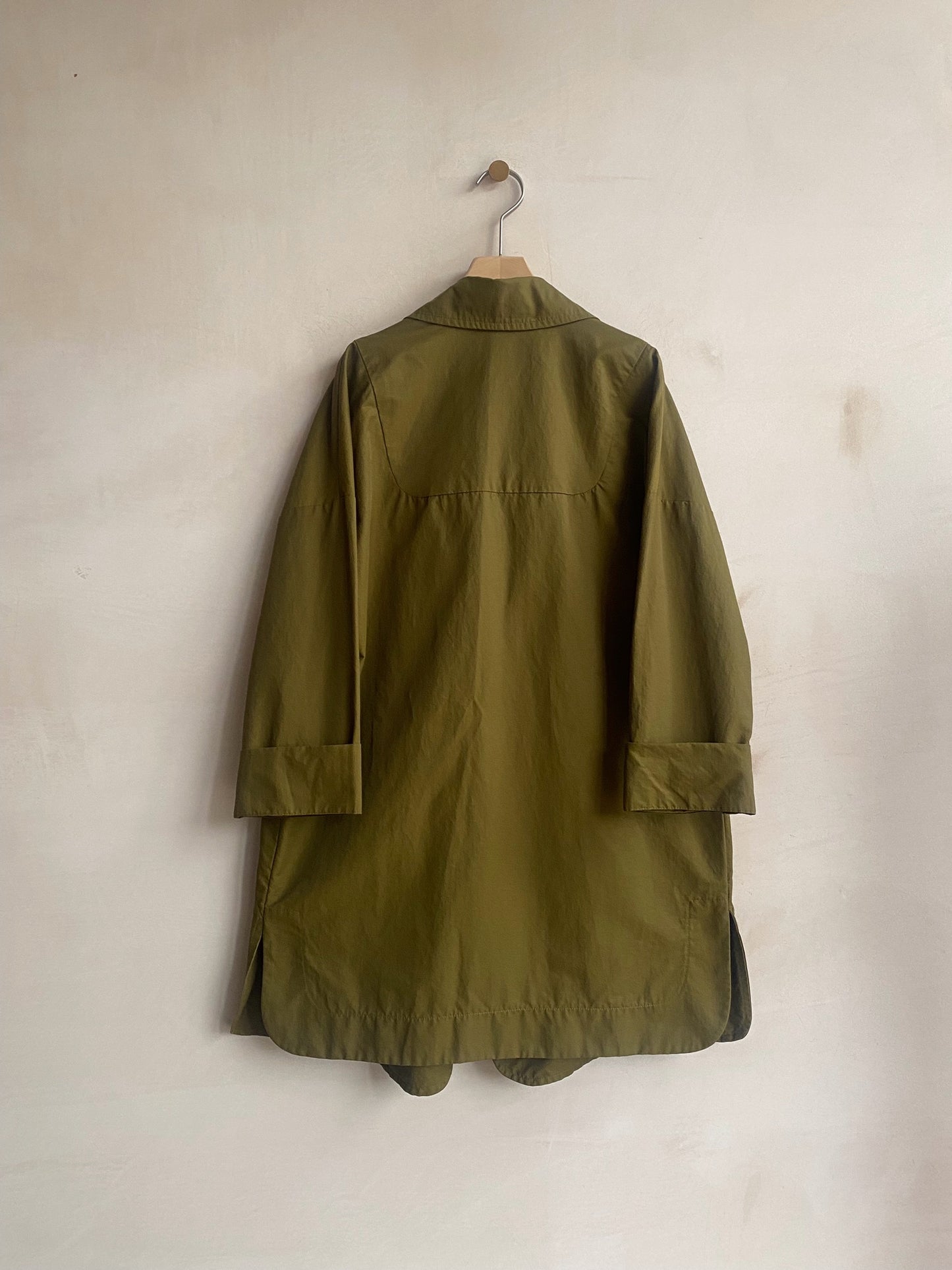 Double breasted folded sleeve shower proof Jacket -Khaki-