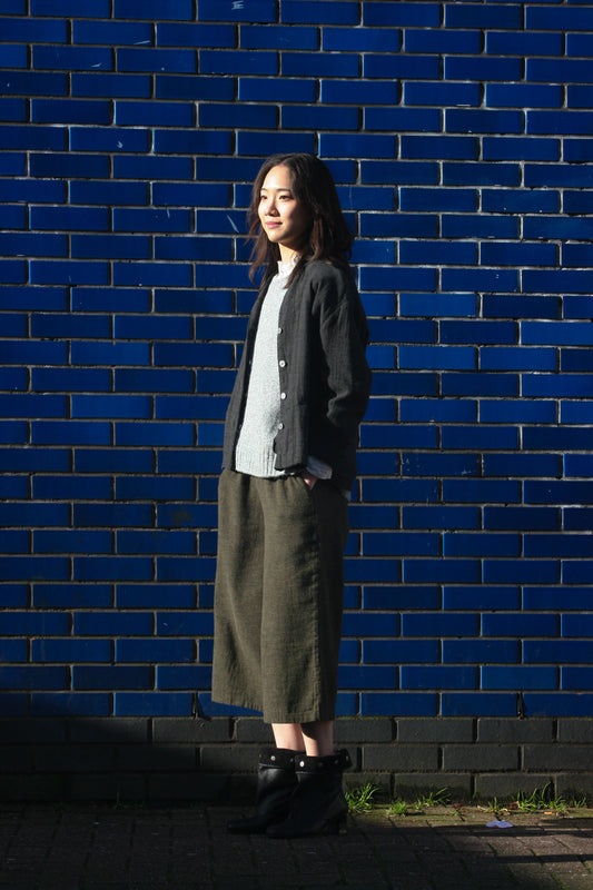 Marie trousers brushed cotton -Khaki-