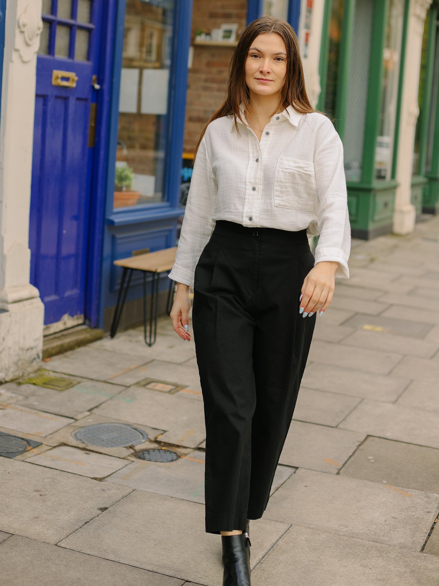 Textured Cotton shirts -Ivory-