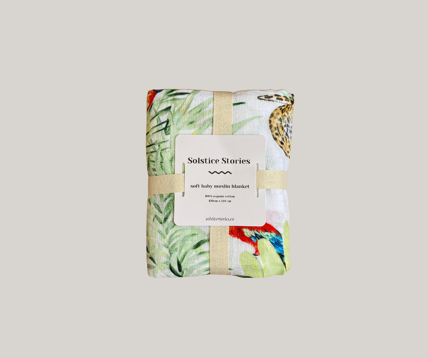 Large Organic Cotton Muslin Swaddle Blanket - Jungle Print