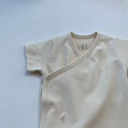 KIMONO BODYSUIT ORGANIC COTTON SS -ECRU-