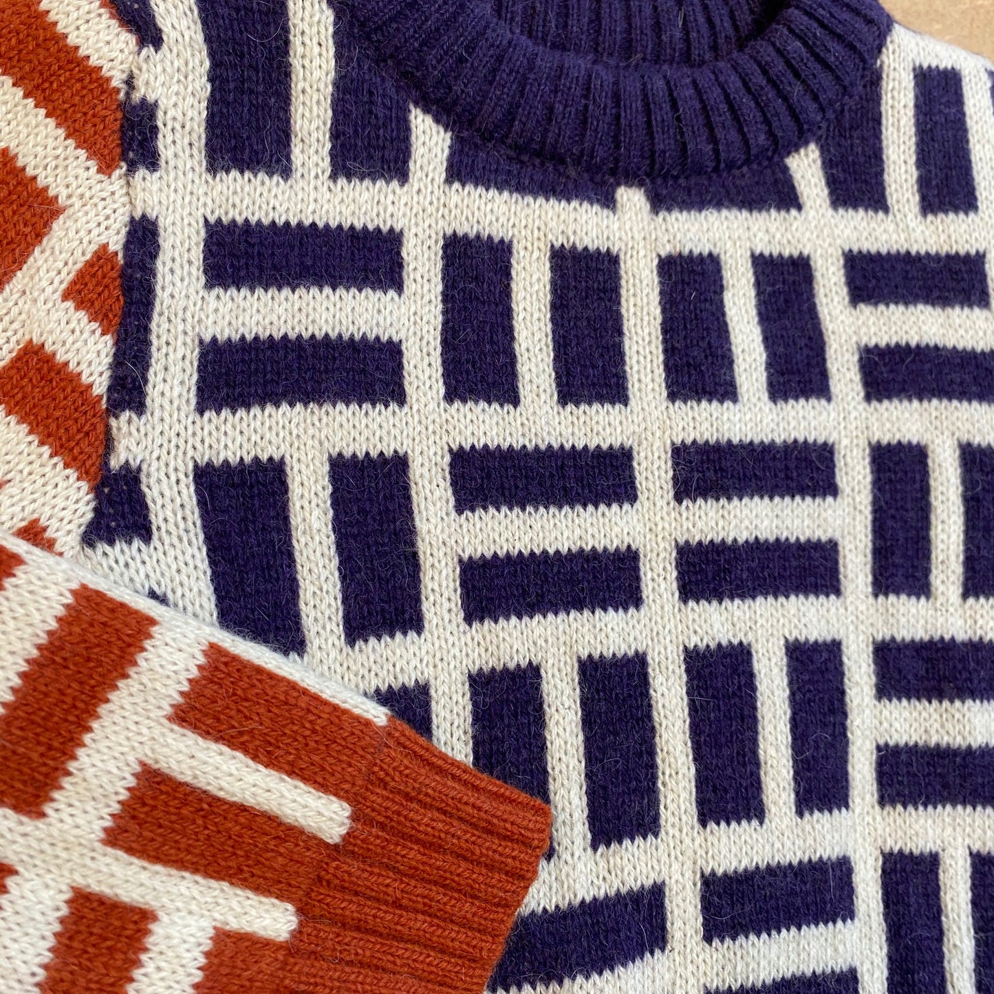 Alpaca knit wear Simon jumper jacquard Navy