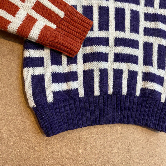 Alpaca knit wear Simon jumper jacquard Navy