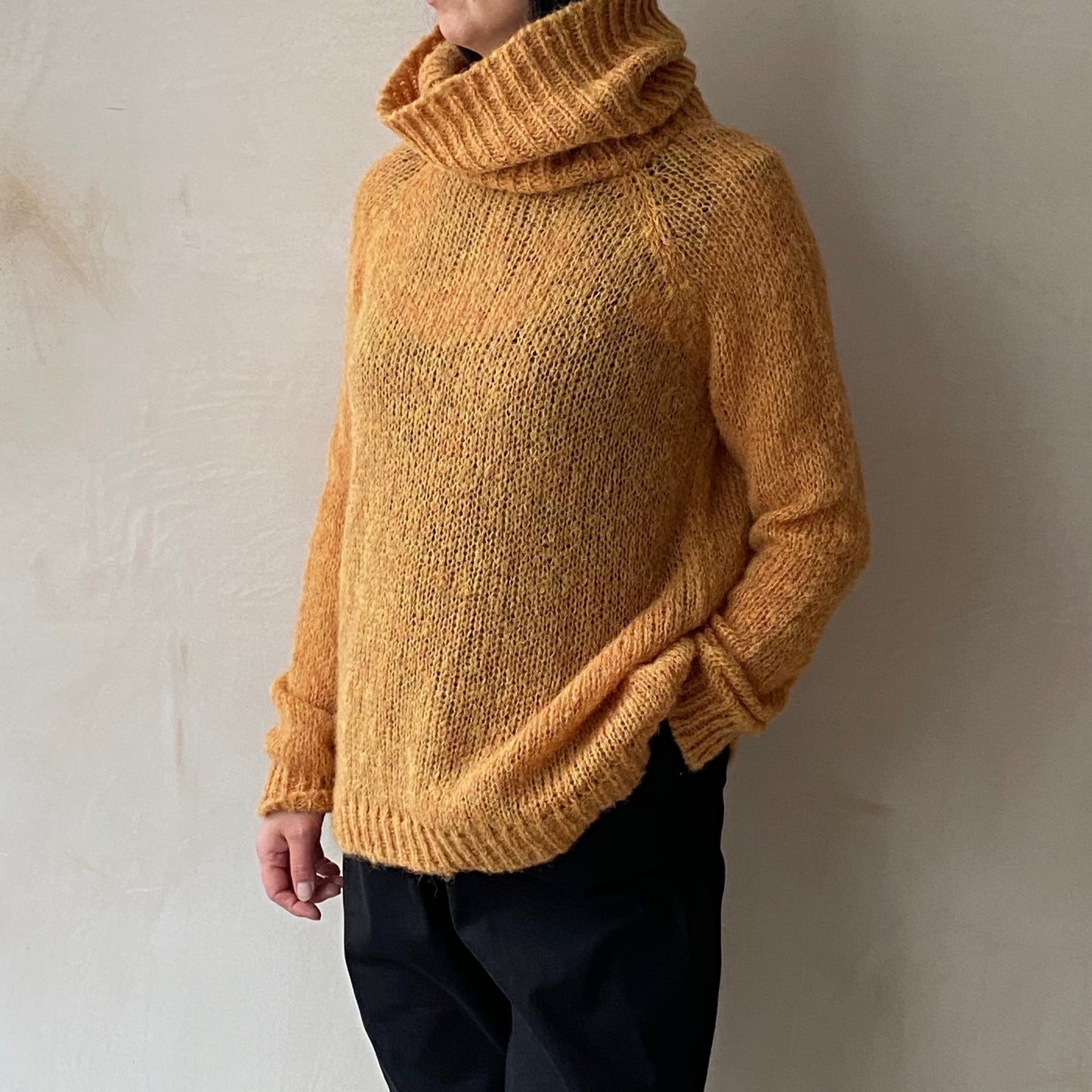 Emine Loom Roll Neck Raglan Jumper -Amber-