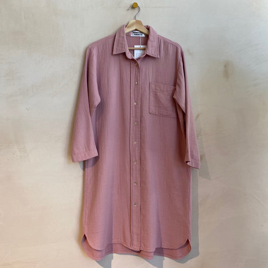 Textured Cotton B.D. Dress -Pink-