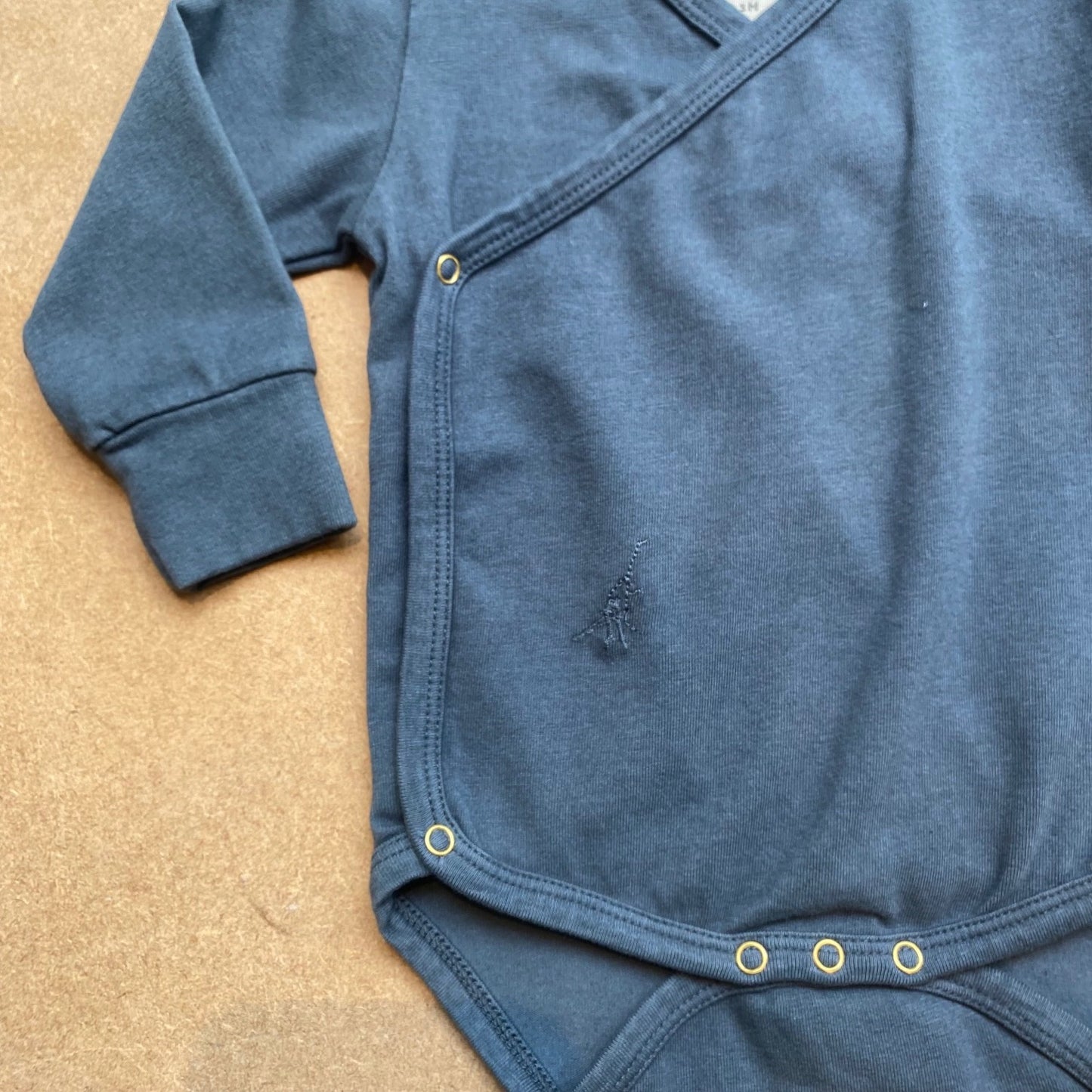 LS KIMONO BODYSUIT ORGANIC COTTON -Natural Blue-