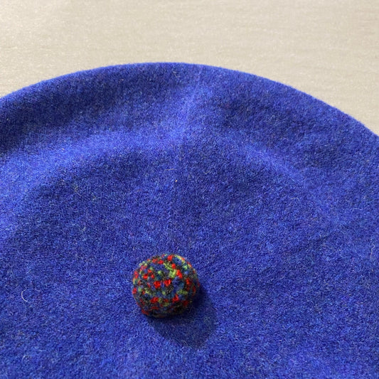 Green Grove Weavers Pom Pom Beret hat -Klein Blue-