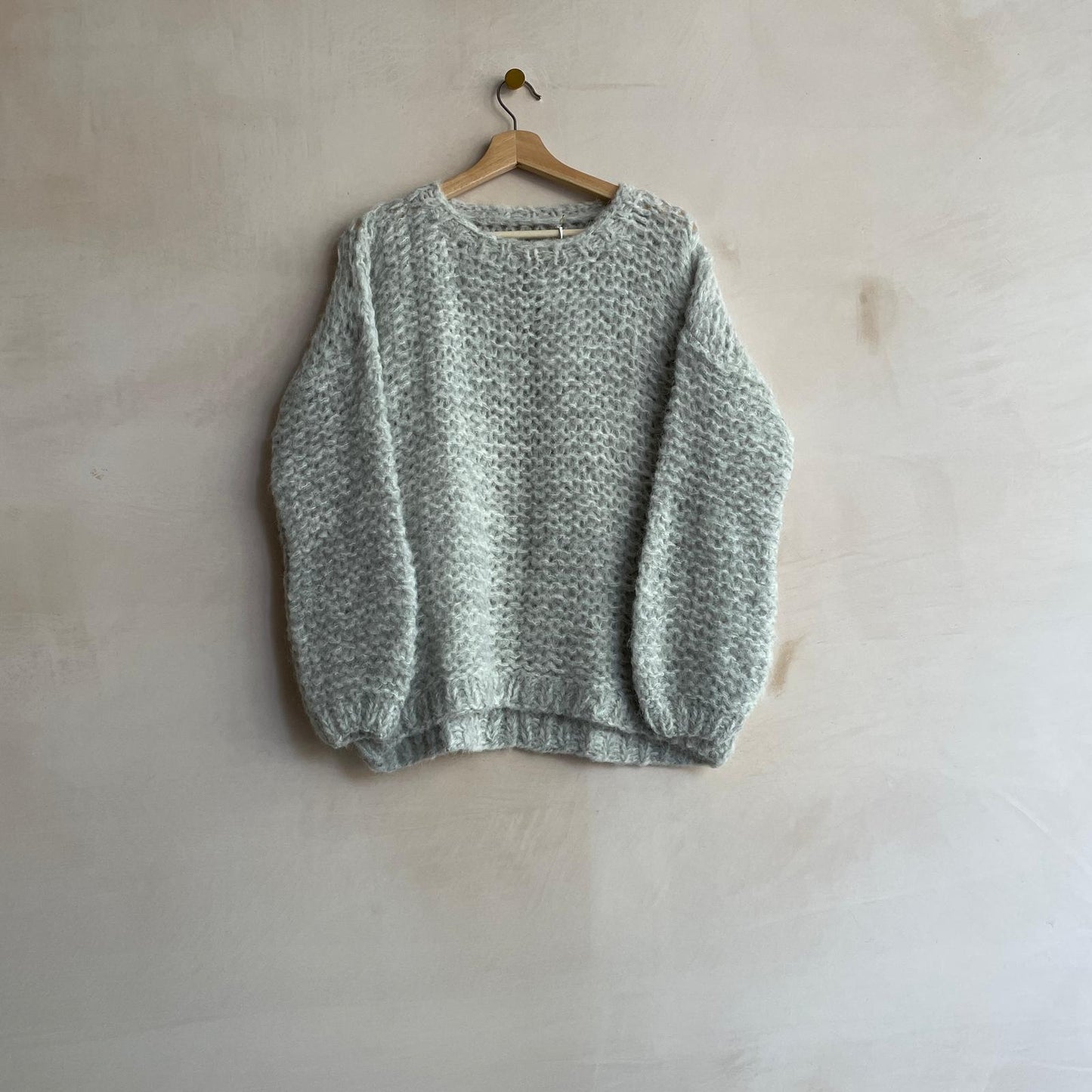 Alpaca knit Michi Loop -Mix Baby blue x Natural-