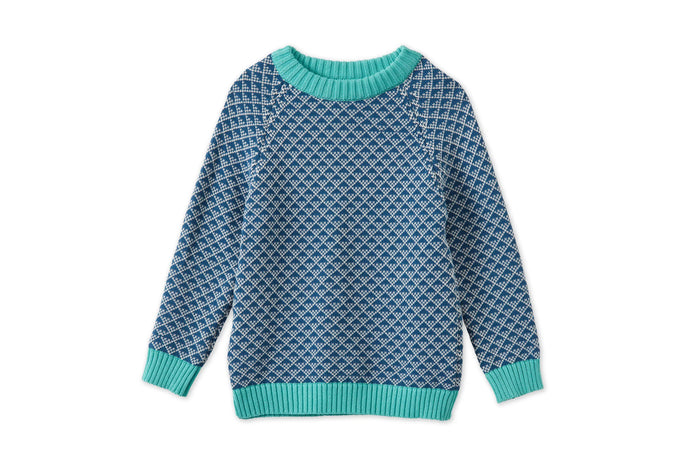 Vild Organic Cotton Nordic knit -Fjord Blue/Nordic pattern-