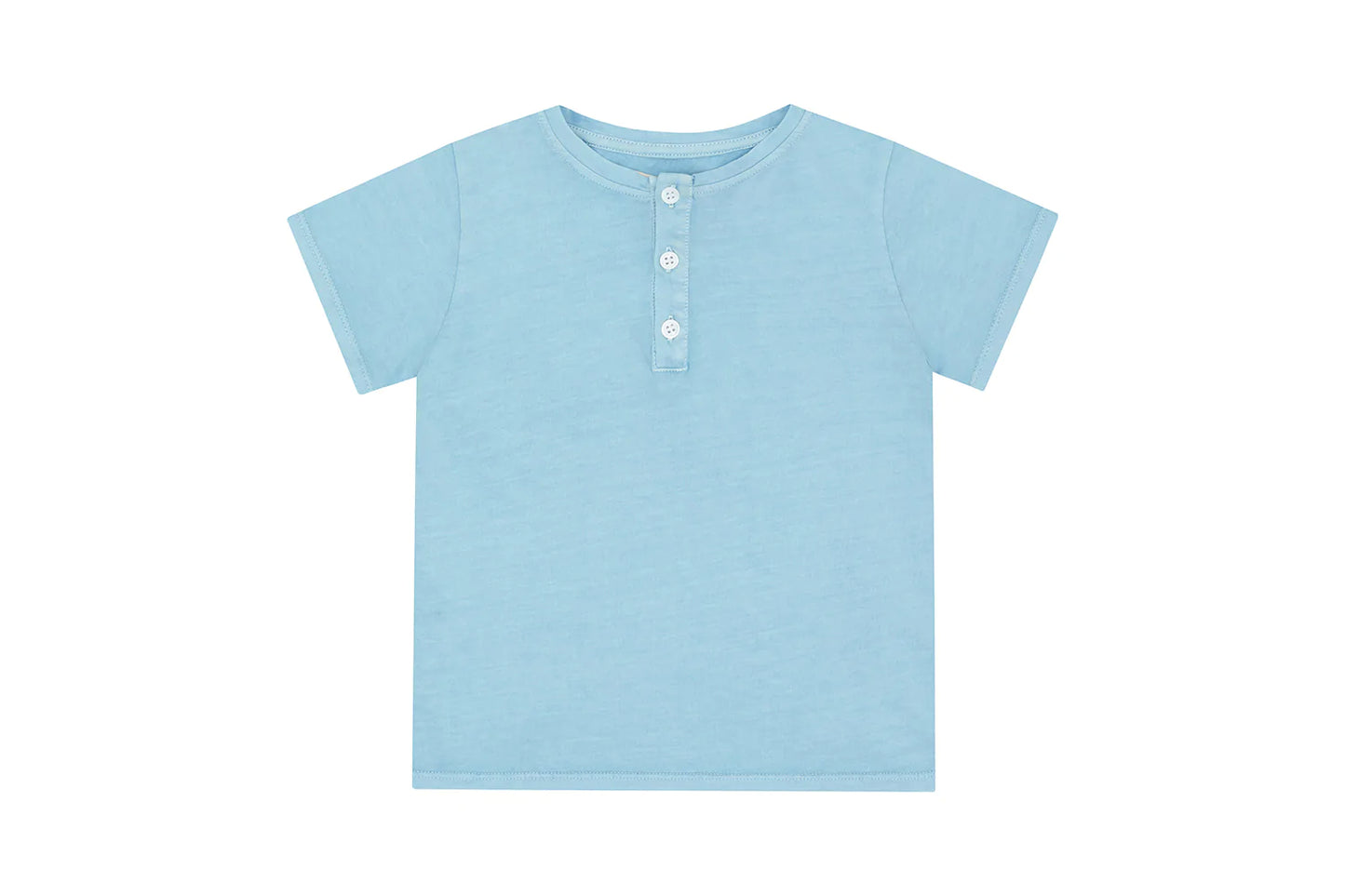 Vild SS HENLEY T-SHIRT ORG COTTON JERSEY -NATURAL ICE BLUE, MINERAL DYE-