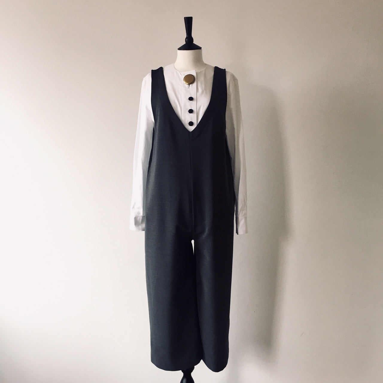 V neck jumpsuits-Grey