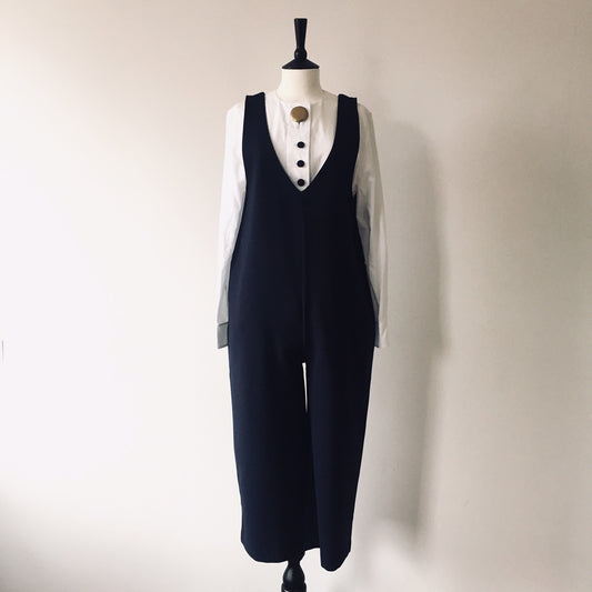 V neck jumpsuits-Navy