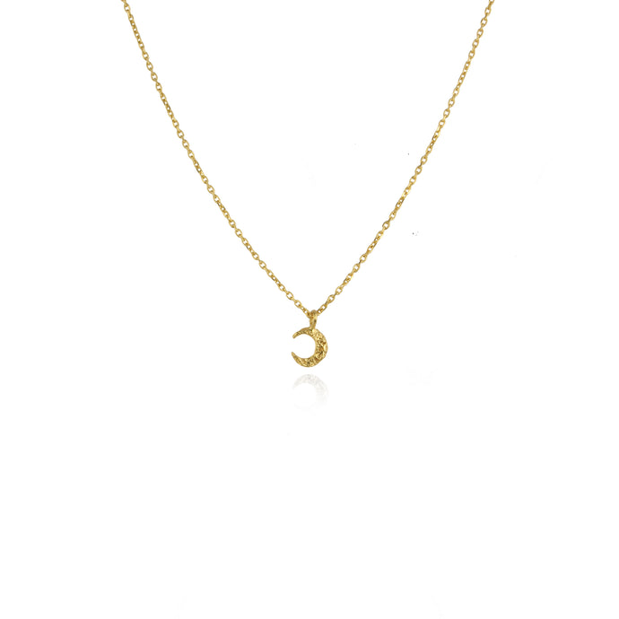 micro crescent moon necklace gold vermeil