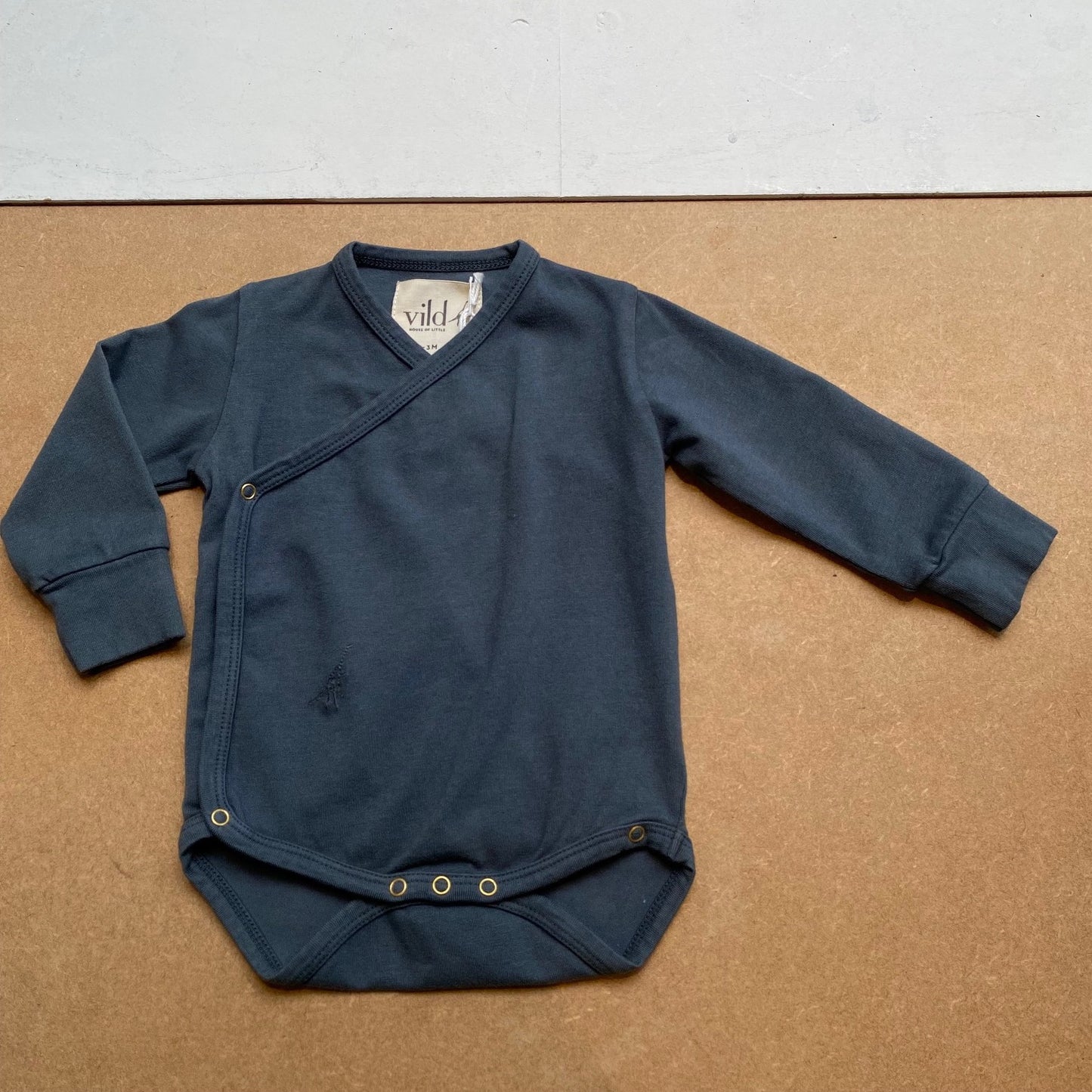 LS KIMONO BODYSUIT ORGANIC COTTON -Natural Blue-