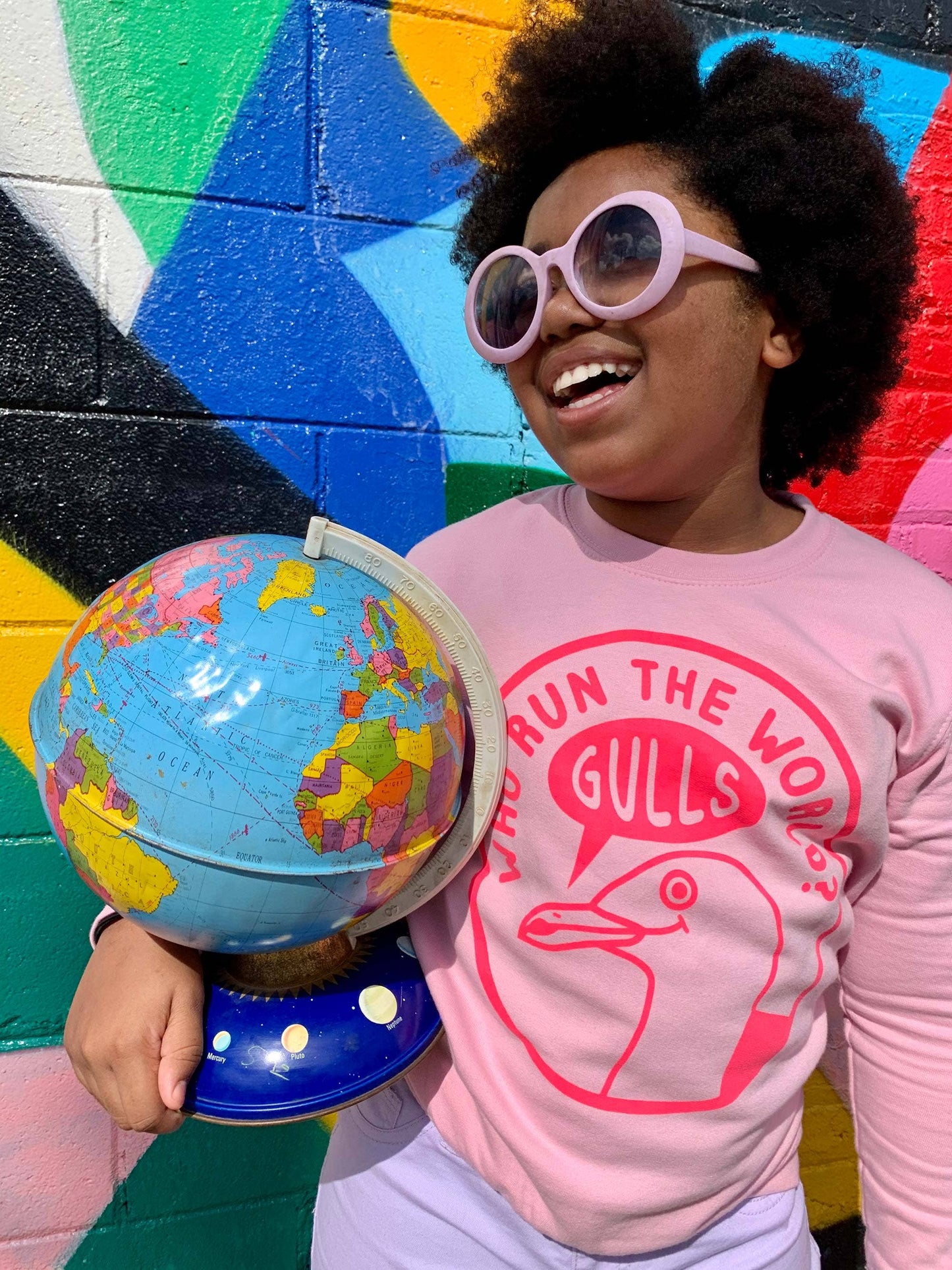 Who Run The World Gulls Kids Sweatshirt: Pink / Age 5-6