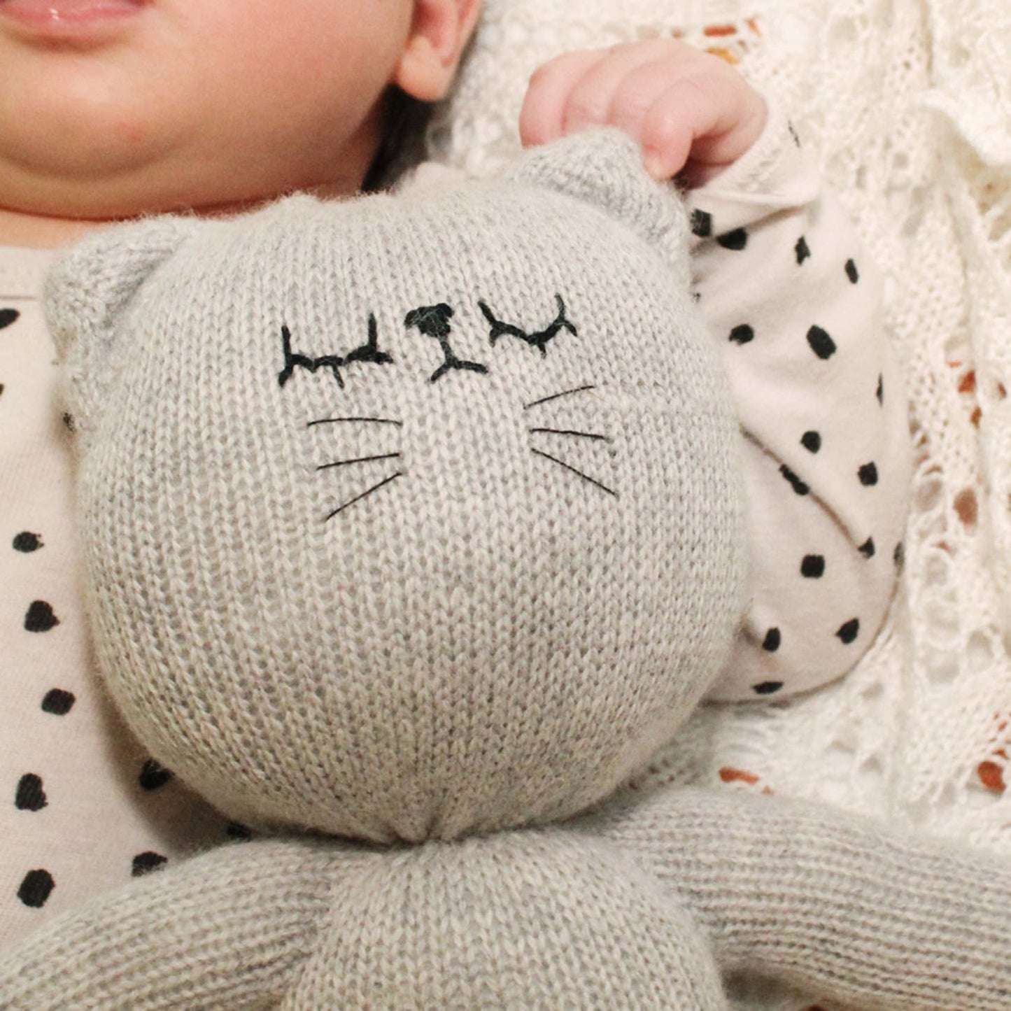 Dijon the handmade cat available in Grey or Gold: Gray