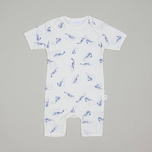 Blue Shrimp Romper: 3-6M