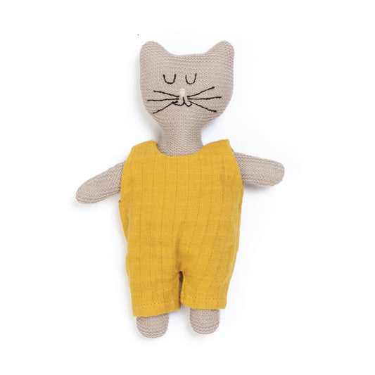 Cotton Knit Child's Rattle Toy: Cat