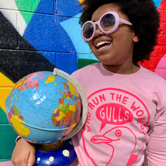 Who Run The World Gulls Kids Sweatshirt: Pink / Age 5-6