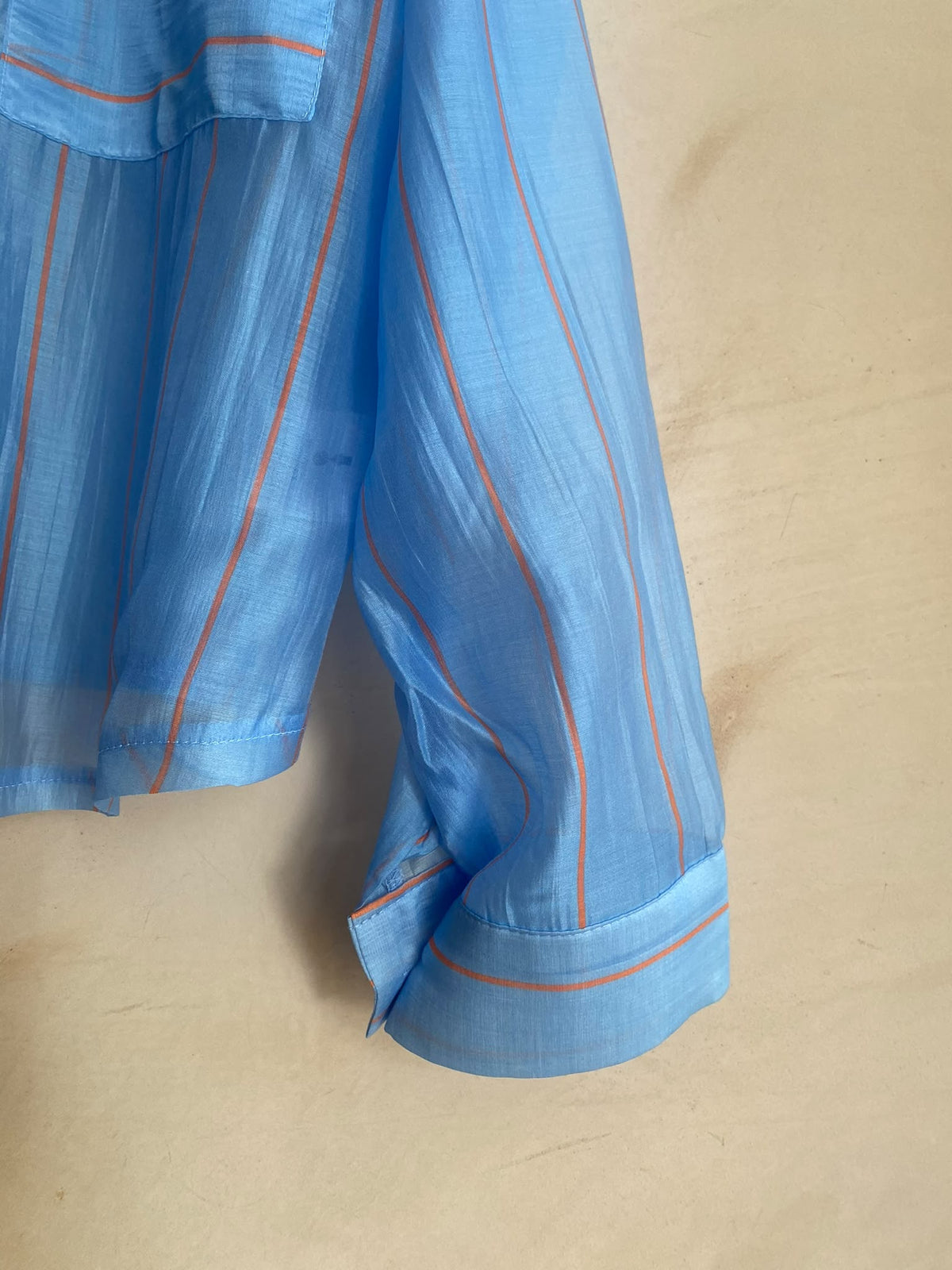 Silk mix stripe shirts -Sky blue-