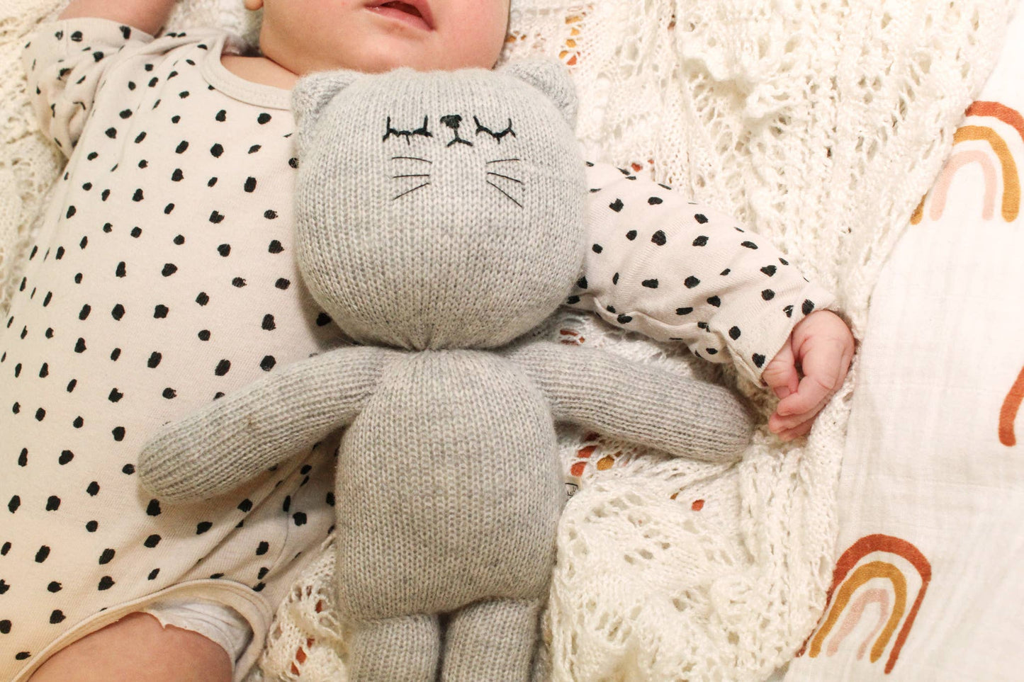Dijon the handmade cat available in Grey or Gold: Gray